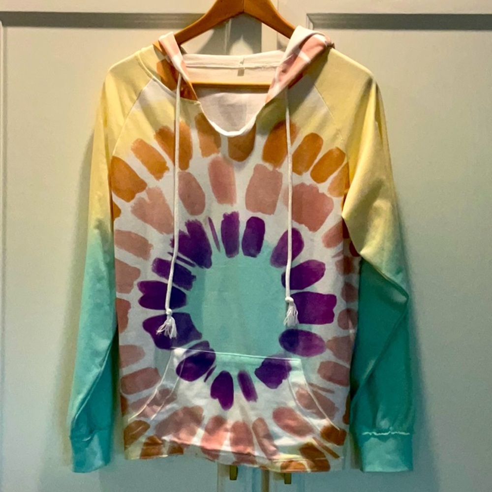Multi color hoodie made from soft cotton. Size L . NWOT